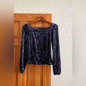 Allegra K Blue Crushed Velvet Blouse